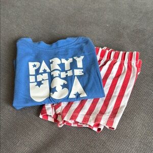 Blue 'Party in the USA' Shirt and Red Striped Shorts Set